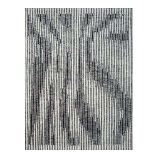 9x12 Gray Hand-Knotted Wool Vertical Shifting Sands Abstract Modern Carpet Rug For Sale