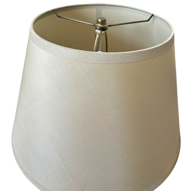 Traditional Restoration Hardware Large Ivory Sand Champagne Silk Drum Empire Lampshade – 16" Diameter For Sale - Image 3 of 10