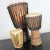 Intriguing trio of differing size tribal drums of carved wood and animal hide. They are in wonderful condition. Priced as...