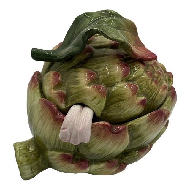 Vintage Fritz and Floyd “French Market” Artichoke Tureen Majolica Style For Sale