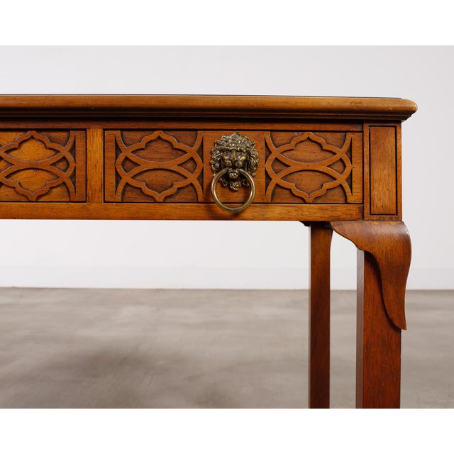 Baker Georgian Chippendale Style Mahogany Writing Table Desk For Sale - Image 9 of 18