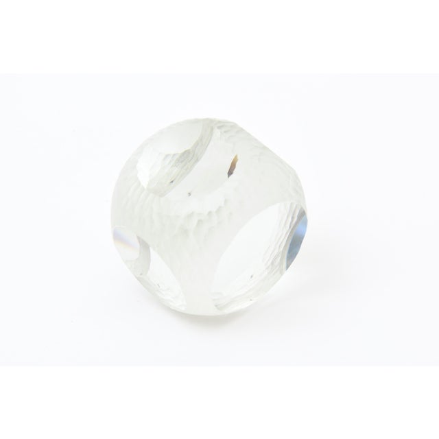 Vintage Czech Signed Battuto Glass Paperweight Sculpture 1980's For Sale - Image 16 of 16