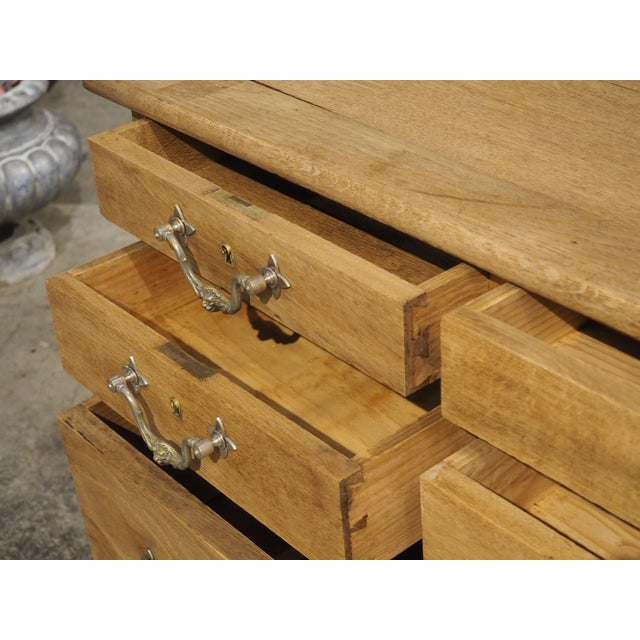 19th Century French Bleached Oak Mercerie Counter With Drawers For Sale - Image 15 of 18