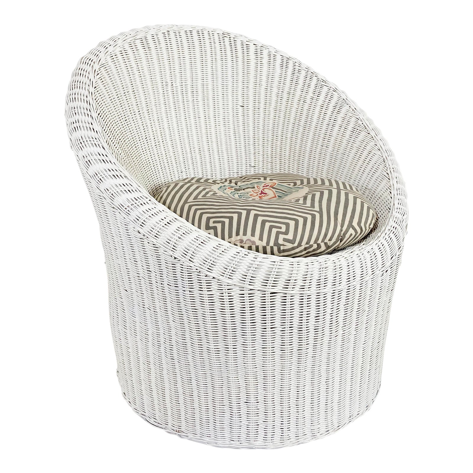 Vintage Modernist Wicker Barrel Chair Chairish