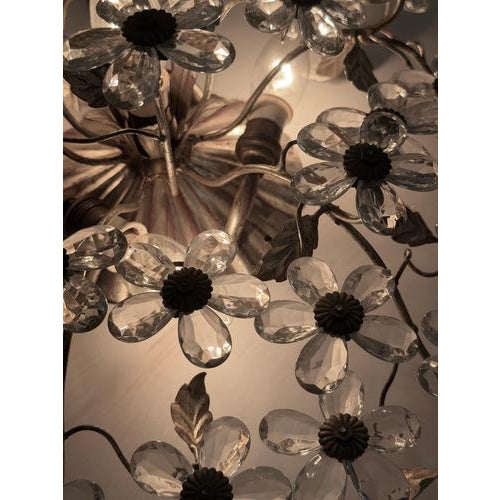 Filigree Flush Mount with Crystal Flowers from Maison Baguès, France, 1920s For Sale - Image 15 of 18