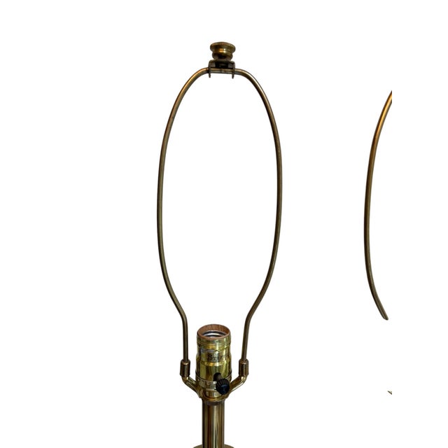 Metal Mid 20th Century Stiffel Brass and White Porcelain Lamp - A Pair For Sale - Image 7 of 15