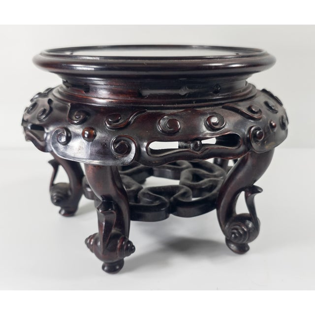 Chinese Mid-Century Chinese Carved Hardwood Hongmu Rosewood Display Stand Base For Sale - Image 3 of 11