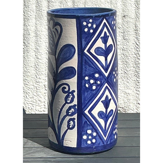 Boho Chic Vintage Boho Hand Painted Umbrella Stand For Sale - Image 3 of 5
