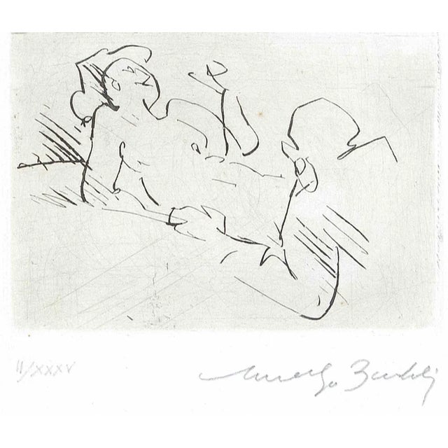 Amerigo Bartoli, Lovers, Etching, Mid-20th Century For Sale