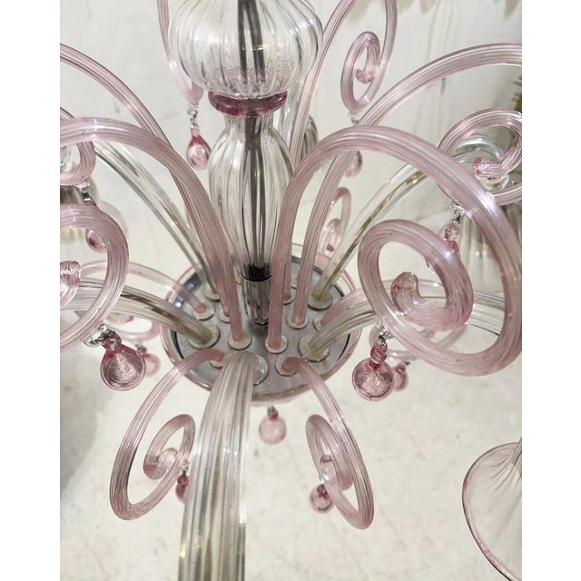 Mid-Century Modern Pink Chandelier, 1950s For Sale - Image 4 of 6