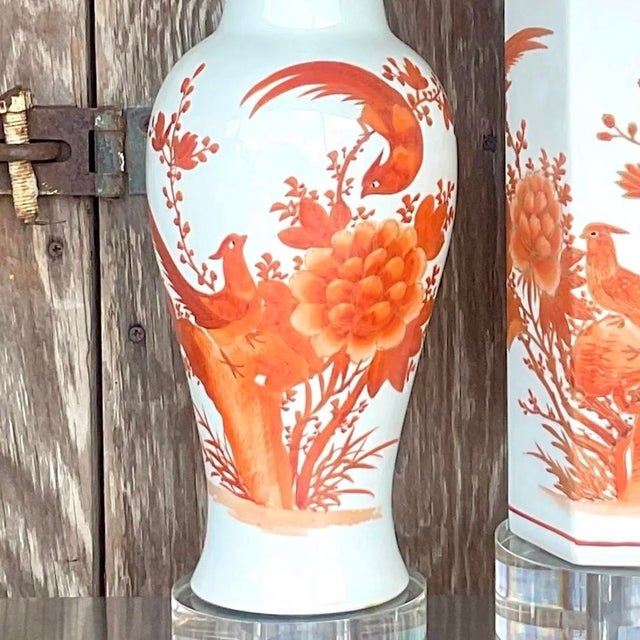 Off-white Vintage Regency Chinoiserie Lamps - Set of Two For Sale - Image 8 of 12