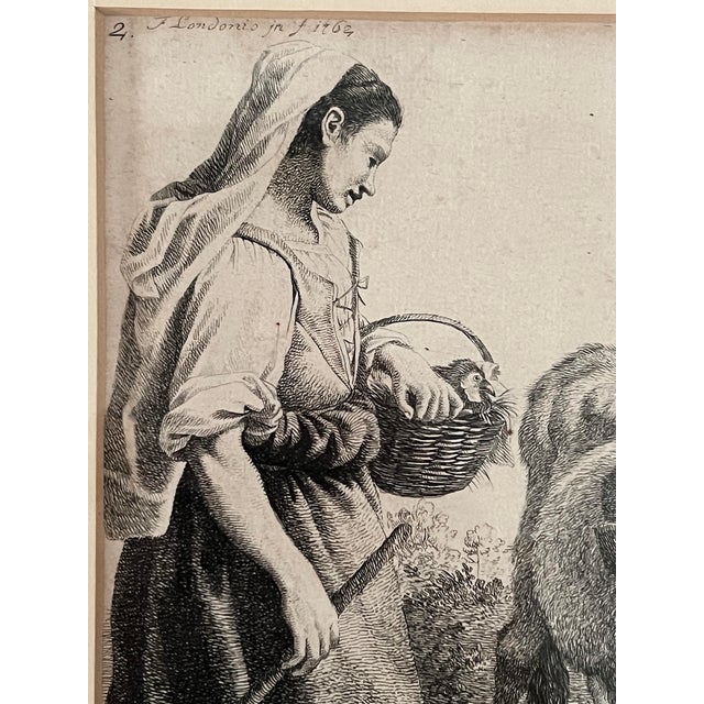 Antique Italian Pastoral Scenes 1762-1763 by Francesco Londonio, Milan, Italy Set of Six Giltwood Framed, 12 Original Period Prints For Sale - Image 9 of 18