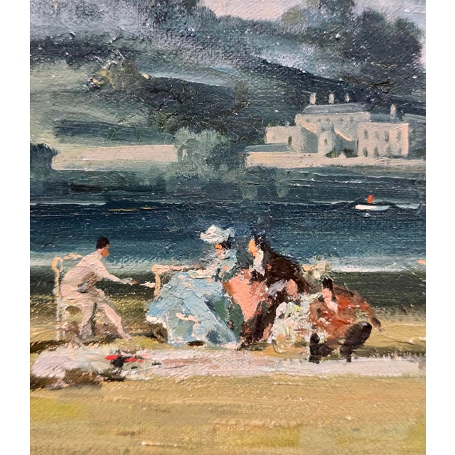 Blue Raoul Millais – Picnic by the Lake – British Fête Galante Oil Painting For Sale - Image 8 of 13