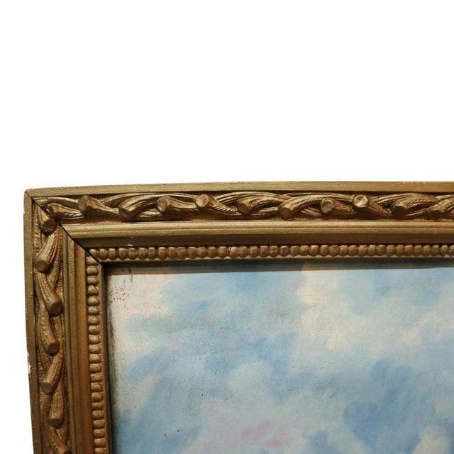 Unsigned Oil on Canvas Floral Painting of Garden Hollyhocks With Bees C1900 For Sale - Image 13 of 17