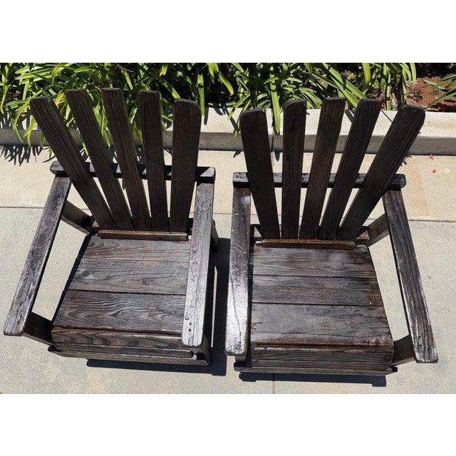 This amazing set of hand made adirondack three piece matching set of two chairs & table are in fine condition and very...