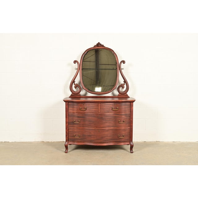 Early Widdicomb Antique Victorian Carved Mahogany Serpentine Front Dresser With Mirror, Circa 1890s For Sale - Image 18 of 18