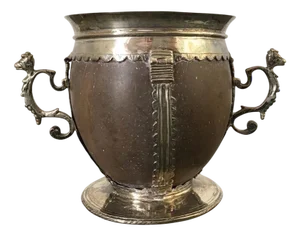 Antique Coconut and Silver Cup