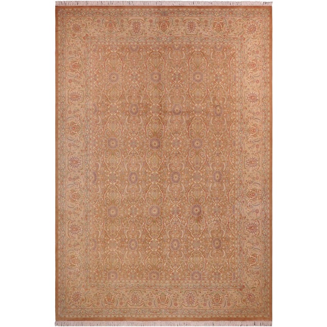 Renaissance Floral 1990's Pak-Persian Brown/Tan Wool Rug - 9'0'' X 12'2'' For Sale - Image 9 of 9