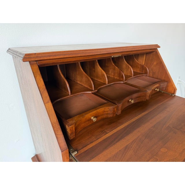 Vintage Queen Anne Style Solid Cherry Slant-Front Secretary Desk For Sale - Image 9 of 12