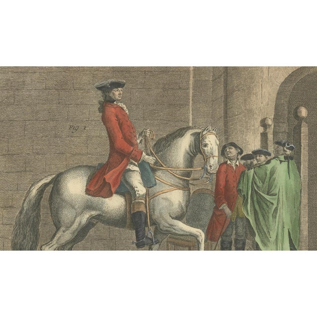 Mid 18th Century Robert Bénard after Harguiniez, Piaffe Dressage Lesson in the Pillars Encyclopédie Horse, 1750, Paper Engraving For Sale - Image 5 of 9