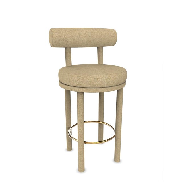 Contemporary Collector Modern Moca Bar Chair in Safire 15 Fabric by Studio Rig For Sale - Image 3 of 7