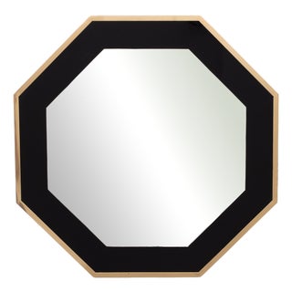 Octagonal Mirror Frame in Brass attributed to Jean Claude Mahey, 1970s For Sale