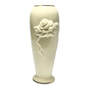 1980s Vintage Lenox Bone China Ivory & Gold Rim “Rose” Bud Vase