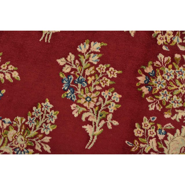 2000 - 2009 Kerman Rug 7′ X 13’7” Red Wool Vintage Traditional Hand-Knotted Carpet For Sale - Image 5 of 14