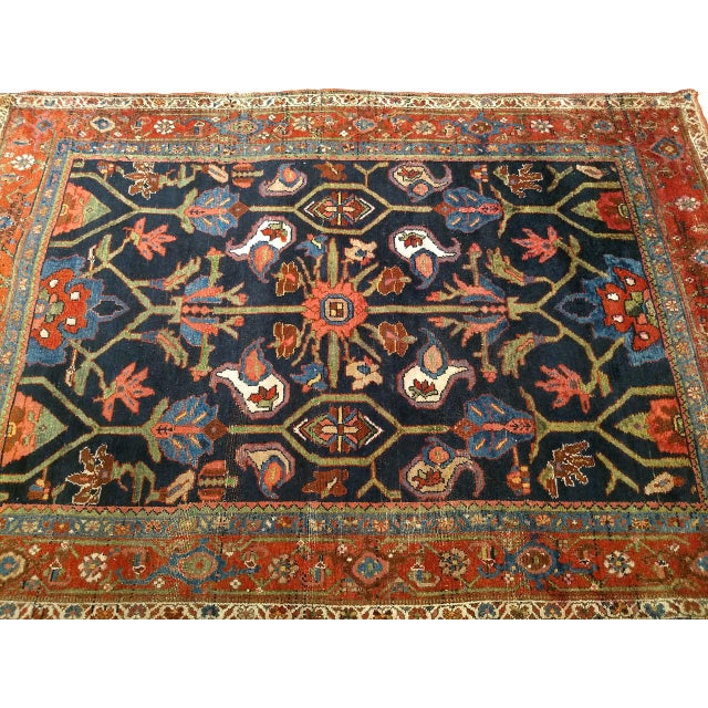Persian Antique Persian Mahal Sultanabad Rug, Hand-Knotted Wool, Geometric Pattern, 4x7, Navy & Red For Sale - Image 3 of 18
