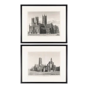 Pair of Engravings of English Gothic Churches by John Coney, 1819