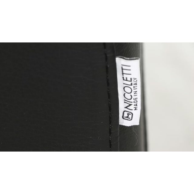 Metal Nicoletti Black Leather Modern Couch For Sale - Image 7 of 12