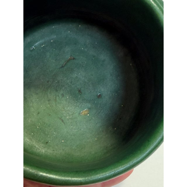 Early 20th. C. Weller Pottery Matte Green Arts & Crafts Handled Vessel For Sale - Image 10 of 11