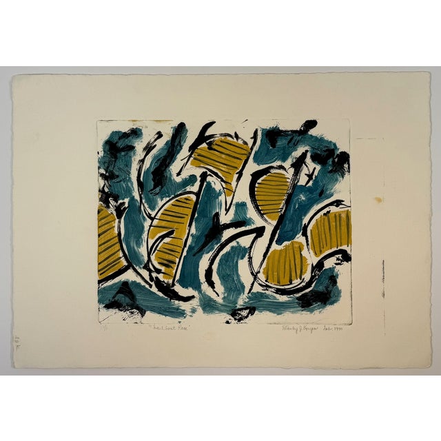1990s 1990, "Sailboat Race", Abstract Expressionist, Monoprint, Artist Stanley J. Krupa For Sale - Image 5 of 9