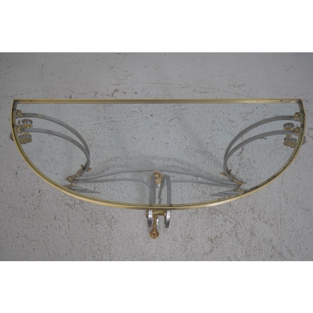 Traditional Labarge Brass & Steel Regency Console Hall Table For Sale - Image 3 of 13