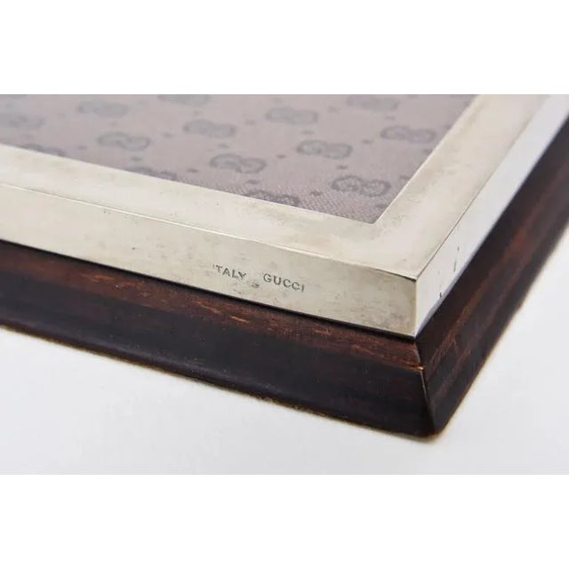 Gucci Vintage Gucci Signed Chrome, Fabric, Wood Note Pad Holder or Desk Accessory Italy 70's For Sale - Image 4 of 10