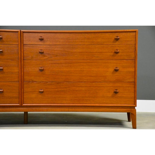 1960s Refinished John Stuart 76” Teak Long Dresser For Sale In Boston - Image 6 of 10