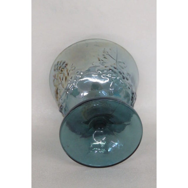 Indiana Glass Company Indiana Carnival Glass Harvest Grape Blue Iridescent Footed Sugar Bowl For Sale - Image 4 of 8