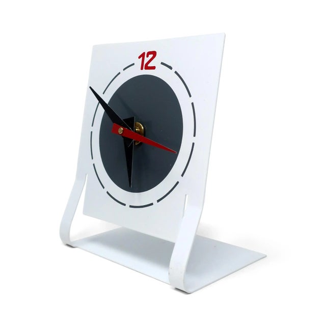 White 1980s White Metal Desk Clock by Time Square For Sale - Image 8 of 8