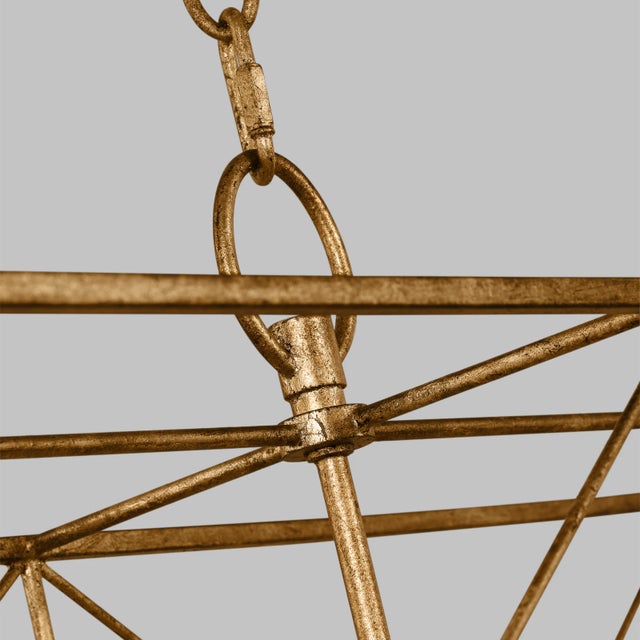 Visual Comfort Chapman & Myers by Visual Comfort Studio Beatrix 6-Light Large Linear Lantern Pendant in Antique Gild Gold For Sale - Image 4 of 5