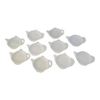 White Fitz & Floyd Teabag Plates/Teaspoon Rests, Set of 10 For Sale