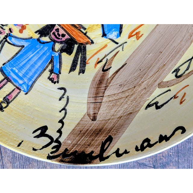 Ludwig BEMELMANS (1898-1962) - Madeleine in Paris at Eiffel Tower - Rare Handsigned and painted glazed Vallauris ceramic...