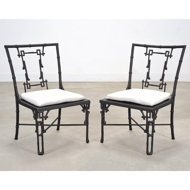 2000 - 2009 Set of Six Michael Taylor Bronzed Bamboo Garden Dining Chairs For Sale - Image 5 of 18