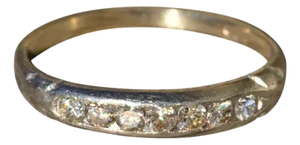 The Bentzen: Antique Ladies Diamond Wedding Band in Platinum and 14K Gold