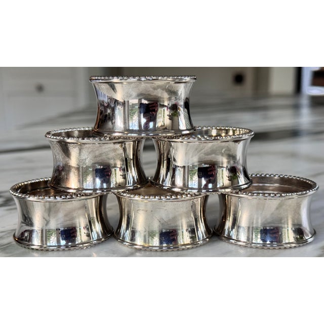 Late 20th Century Silver Plated Vintage Napkin Rings - Set of 6 For Sale - Image 5 of 9