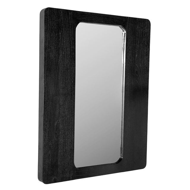 This modern mirror showcases a bold, wide Charcoal Black frame with gently rounded inner and outer corners. Its sleek...
