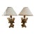 Vintage Hand-Carved Italian Parcel-Gilt Neoclassical Greek Key Urn Lamps With Original Parchment Shades - Pair For Sale