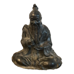 Chinese Bronze Seated Deity Holding Fruit