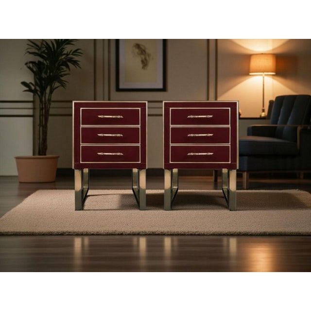 Handmade Bedside Tables in Glass and Brass from Justfurnituress SRL, Set of 2 For Sale - Image 14 of 15