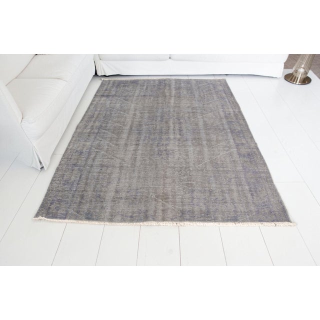 Turkish Vintage Anatolian Dark Grey Rug For Sale - Image 3 of 10