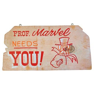 Vintage 1950s Hand-Painted Carnival Sign For Sale